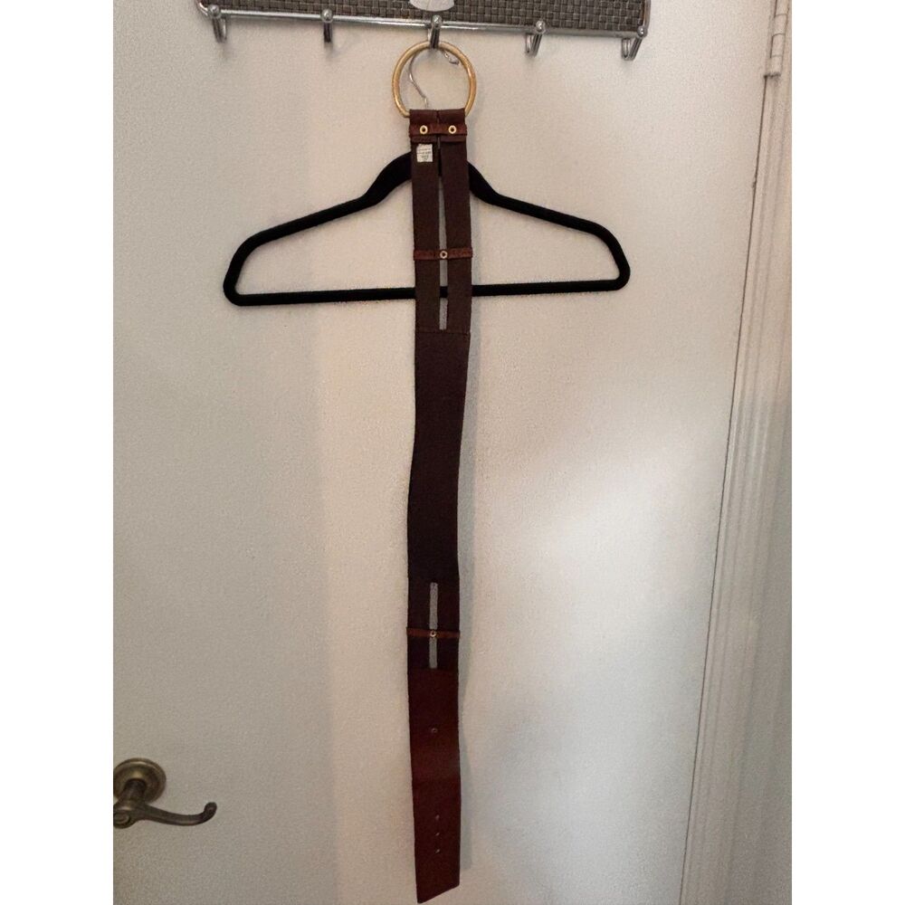 Banana Republic Brown‎ Leather Wide Belt Size S Gold Ring Buckle